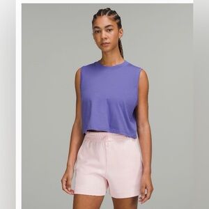 Lululemon All Yours Cropped Cotton Tank Top - Charged Indigo - Size 14